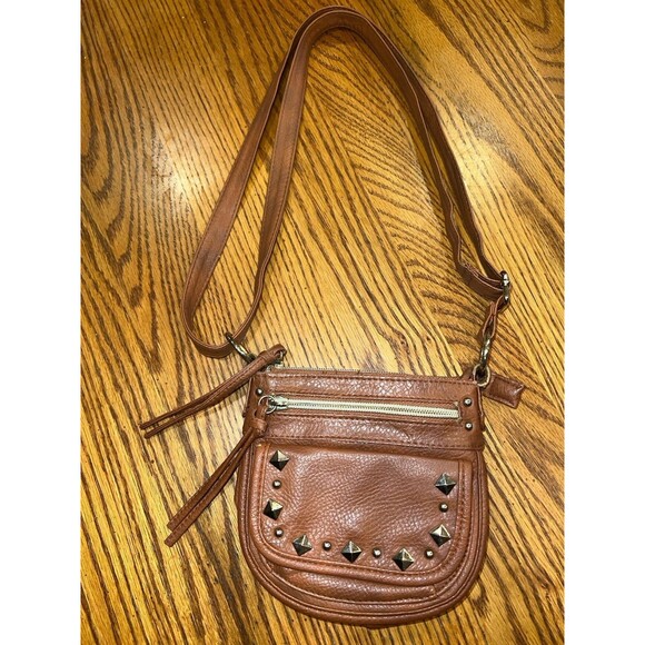 American Rag Studded Crossbody Brown Adjustable Strap Purse 4 Pockets Y2K - Picture 9 of 10